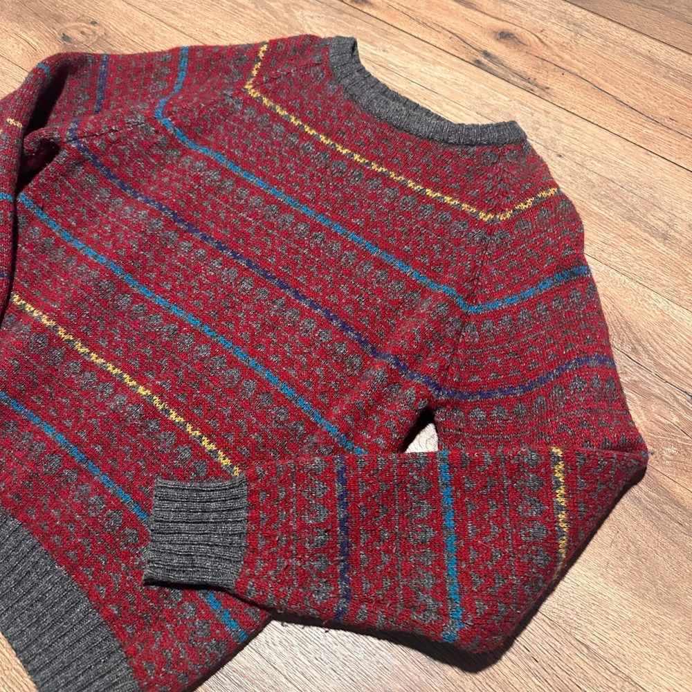 Vintage McGregor Red Fair Isle Wool Blend Crewneck Sweater Mens Medium